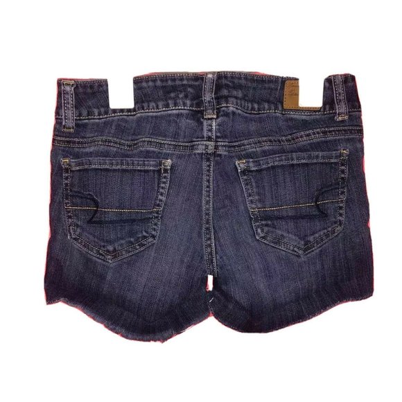 Women's American Eagle jean Short shorts size 0 stretch Dark Wash - Picture 2 of 4